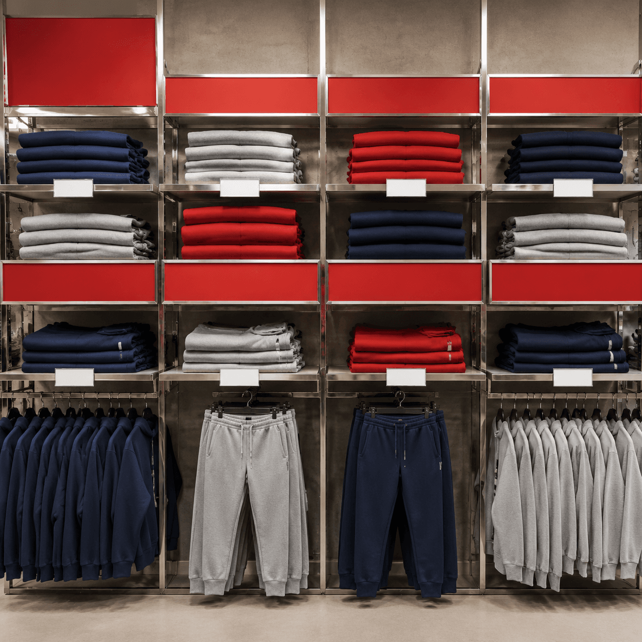 Outlet Wall Concept unbranded sportswear rail board